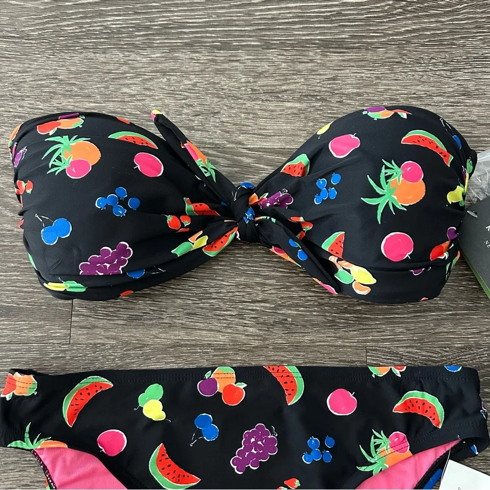 kate spade Black Fruit Print Bikini NWT